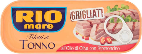 Rio Mare Filetti Di Tonno Grigliati All'olio Di Oliva Con Peperoncino Filets De Thon Grillés À L'huile D'olive Avec Piment 120 G