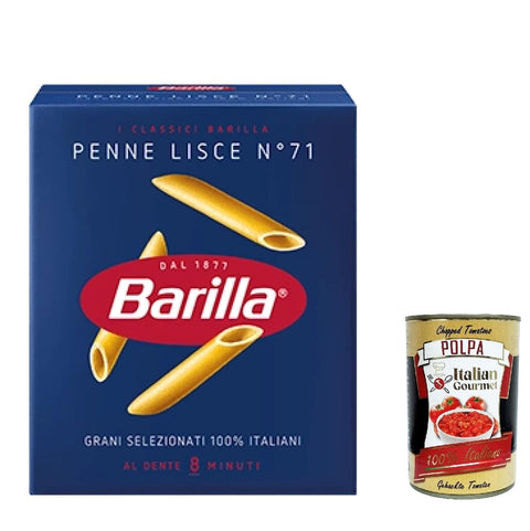 Lot De 10 Pâtes Penne Lisce N° 71 - Pâtes 100 % Italiennes - 500 G + Italian Gourmet Polpa 400 G