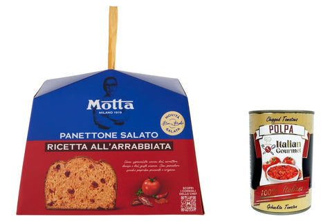 Motta Panettone Salato Mediterran 450g – Au citron confit de Sicile, tomates, graines de fenouil et origan – recette du chef étoilé Bruno Barbieri – une délicatesse italienne+ Italian Polpa 400gr