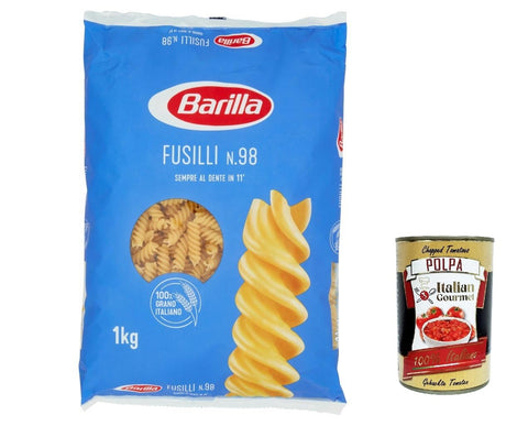 Lot De 6 Pâtes Barilla Fusilli N° 98 Italiennes 1 Kg + Polpa Gastronomique Italien 400 G