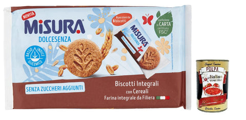 Misura Dolcesenza, Biscotti Integrali Con Cereali, Biscuits À Grains Entiers Avec Céréales, Sans Sucre Ajouté, 280 G, Italian Gourmet Polpa Di Pomodoro Boîte De 400 G