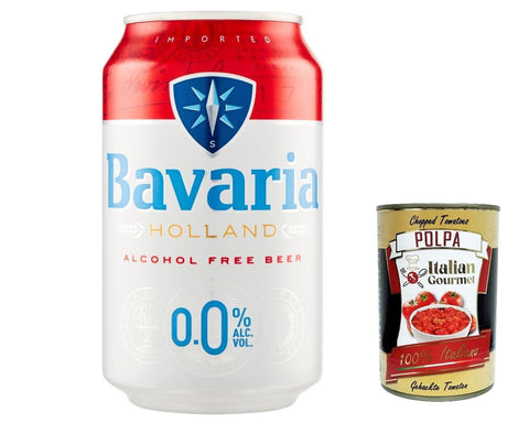 Birra Bavaria Lot De 48 Boîtes De Bière 0,33 L Sans Alcool 0,33 L + Polpa Italian Gourmet 400 G