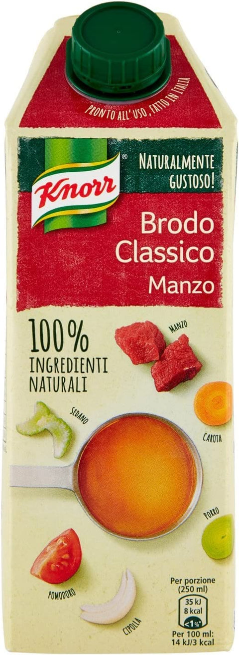 Knorr Brodo Manzo Bouillon De Boeuf Liquide 100% Ingrédients Naturels Sans Gluten Brik 750ml
