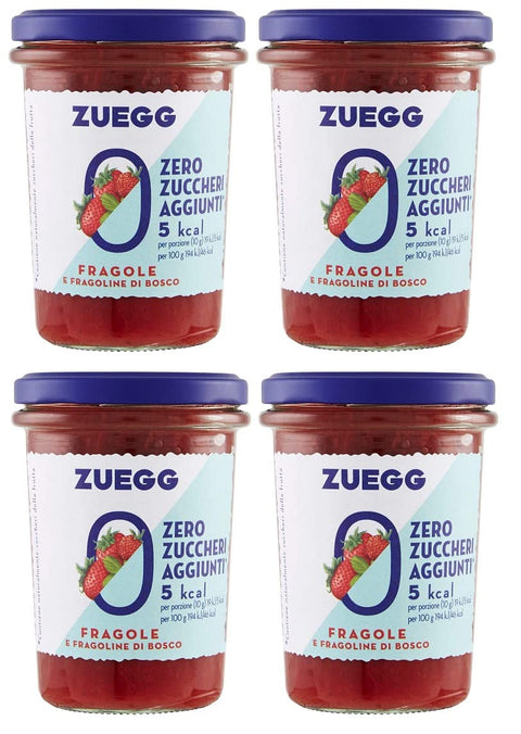 Zuegg Fragole E Fragoline Di Bosco Lot De 4 Pots De Confiture Aux Fraises Et Fraises Des Bois Sans Sucre Ajouté, Sans Conservateurs, 220 G + Italian Gourmet Polpa Di Pomodoro 400 G
