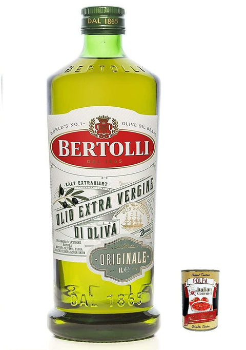 Bertolli Lot De 6 Huiles D'olive Extra Originales, 1 Paquet (6 X 1000 Ml) + Polpa Italien Gourmet