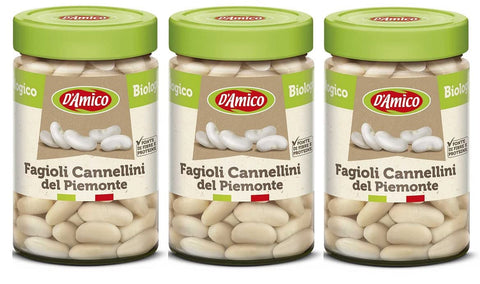 D'amico Fagioli Cannellini Del Piemonte - Lot De 3 Haricots Cannellini Bio Du Piémont - Haricots Bouillis - 310 G