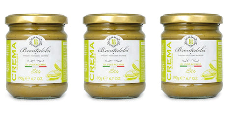 3x Brontedolci Crema Spalmabile Di Pistacchio Elite Pistaches Répandue 190g En Verre De Sicile Avec 40.5% Pistache