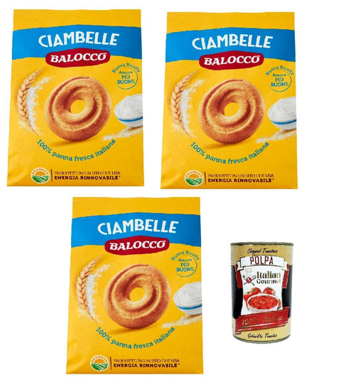 Balocco Ciambelle Biscotti, Biscuits Pour Le Petit Déjeuner, 3x 700g Biscuits Cookies For Breakfast + Italian Gourmet Polpa 400g