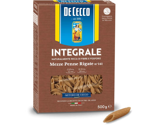 20x De Cecco Pasta Mezze Penne Rigate Integrali Pâtes Italiennes À Grains Entiers 500g