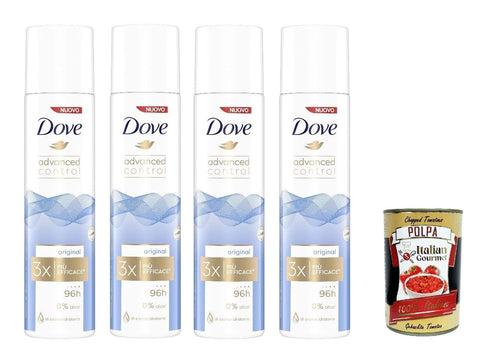 Dove Advanced Control Original Déodorant En Spray 0 % Alcool, Protection 96 H, 4 X 100 Ml + Italian Gourmet Polpa 400 G