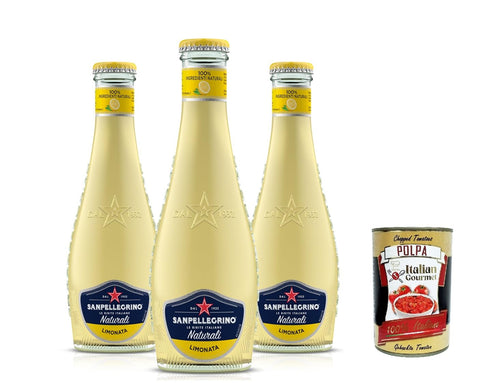 San Pellegrino Limonata Naturali Lot De 48 Bouteilles En Verre Avec Jus De Citron Italien 20 Cl + Italian Gourmet Polpa 400 G