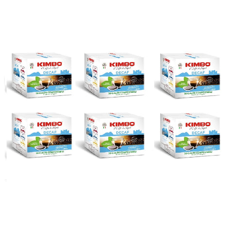 6x Kimbo Espresso Decaff, 50 Cialde ESE 44 mm, Paquet de 50 dosettes de café décaféiné