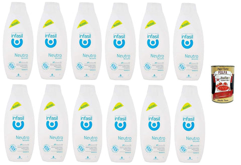 Infasil Gel Douche Neutre, Doux, Testé Cliniquement Et Doux Pour La Peau, 12 X 500 Ml + Italian Gourmet Polpa 400 G