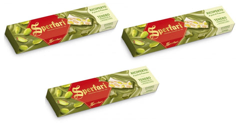 3 X Sperlari Torrone Tenero Mandorla E Pistacchio Nougat Doux Amande Et Pistaches Gâteau De Noël Italien Traditionnel 200 G