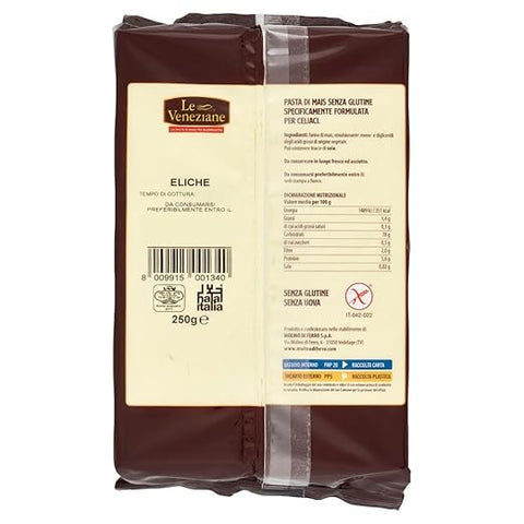 Le Veneziane Pasta di Mais Elicoidali, senza glutine, Pâtes 100 % maïs italien, sans gluten. Sans gluten, 12 paquets de 250 g + Italian Gourmet polpa 400gr