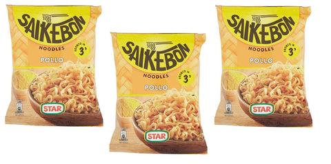Lot De 3 Sacs À Noodles Star Saikebon - Plats Japonais - Composé De Pâtes, De Poulet Et De Légumes - 79 G