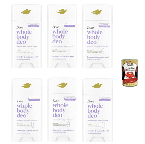 Whole Lavanda E Camomilla Lot De 6 Déodorants Pour Le Corps Lavanda E Camomilla Lot De 6 X 75 Ml + Italian Gourmet Polpa 400 G