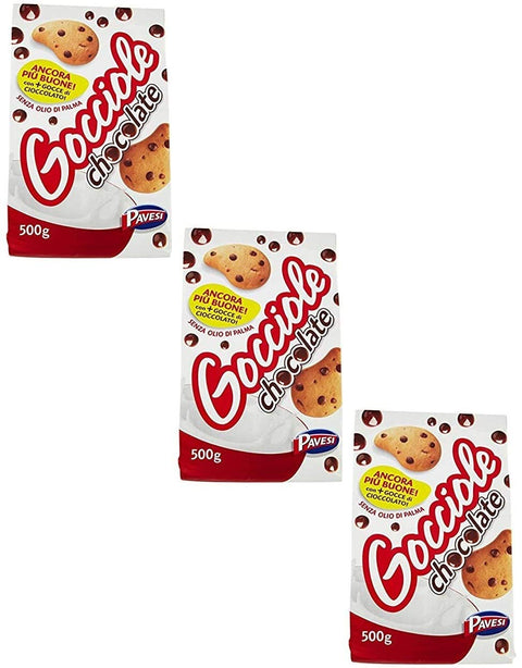 Barilla Pavesi Lot De 3 Biscuits Italiens Gocciole Avec Gouttes De Chocolat Noir 500