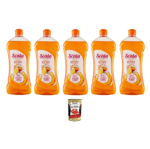 Scala Piatti Lot De 5 Bidons De Liquide Vaisselle Anti-Odeur Citrus 750 Ml + Italian Gourmet Polpa 400 G