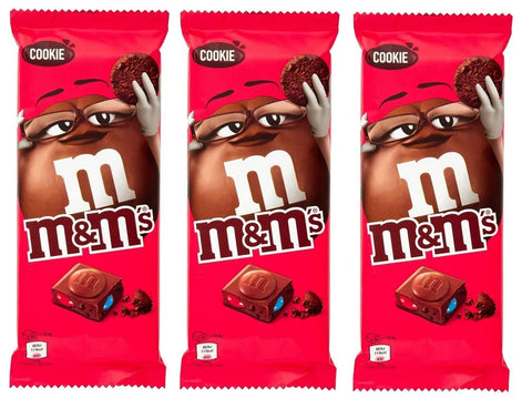 M&M's Cookie Lot De 3 Tableaux De Chocolat Au Lait Avec Mini M&M's Et Morceaux De Biscuits 165 G
