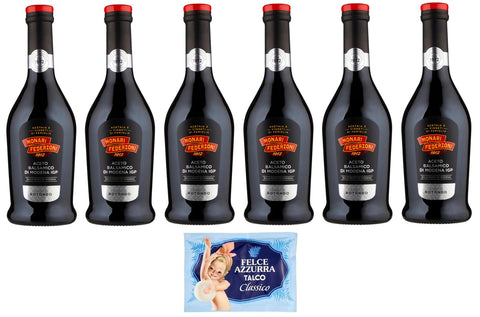 Monari Federzoni Aceto Balsamico Di Modena I.G.P.Gusto Rotondo, Vinaigre Balsamique De Modène I.G.P. Bouteille En Verre De 500 Ml + 1 Sachet De Talc Felce Azzurra Gratuit, Sachet De 100 G