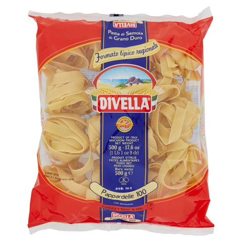 Divella Pappardelle N. 100 Lot De 12 Pâtes À La Semoule De Blé Dur 500 G + Boîte De 400 G