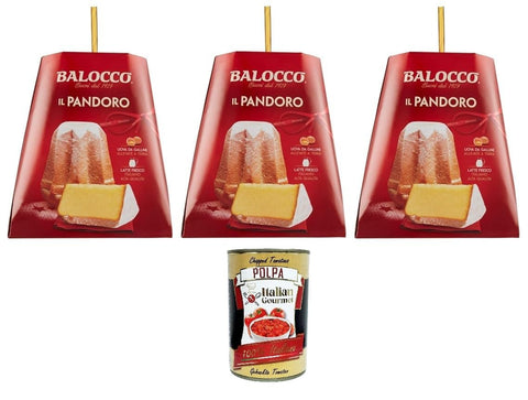 Balocco Il Pandoro Classico Dessert De Noël Italien Traditionnel – Gâteau De Noël Doux Et Délicat Avec Sucre En Poudre 3 X 1 Kg + Italian Gourmet Polpa 400 G