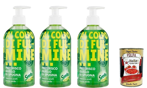 Svelto Green Lemon Lot De 3 Bouteilles De Liquide Vaisselle Édition Limitée Avec Jus De Citron, Liquide Vaisselle Parfumé Aux Agrumes, Bouteille Pratique Avec Bouchon Distributeur, 450 Ml + Italian