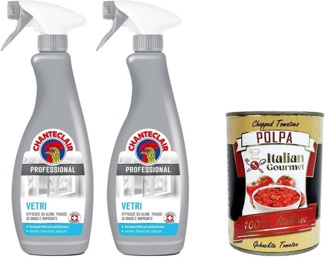Chanteclair Professional Vetri, Efficace Contre Les Taches, Les Traces De Smog Et Les Traces De Doigts, 2 X 700 Ml + Italian Gourmet Polpa Di Pomodoro 400 G
