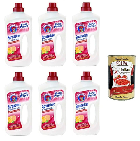 Chanteclair- Sgrassatore Pavimenti - Dégraissant De Sol Marseille Et Citron - 6 X 750 Ml + Italian Gourmet Polpa 400 G