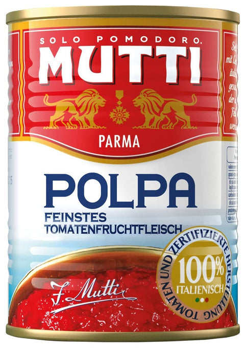 Mutti Polpa Di Pomodoro Lot De 48 Pulpes De Tomates Sauce 100 % Italienne 400 G + Italian Gourmet Polpa