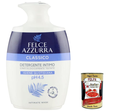 Felce Azzurra Lot De 12 Nettoyants Intimo Classiques Ph 4,5 Hygiène Quotidienne 250 Ml + Polpa Gourmet Italien 400 G