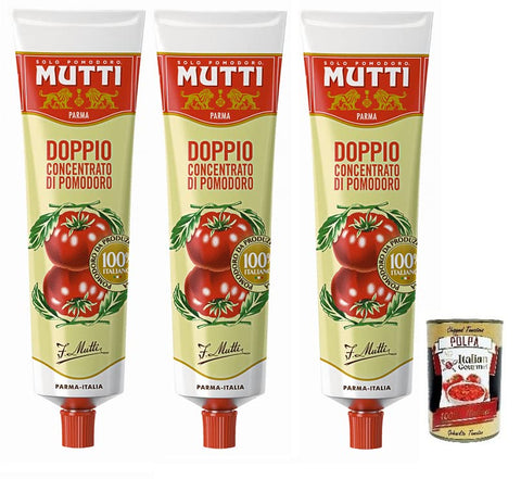 Mutti Doppio Concentrato Di Pomodoro Lot De 3 Tubes De Concentré De Tomates 100 % Italiennes 130 G + Boîte De 400 G