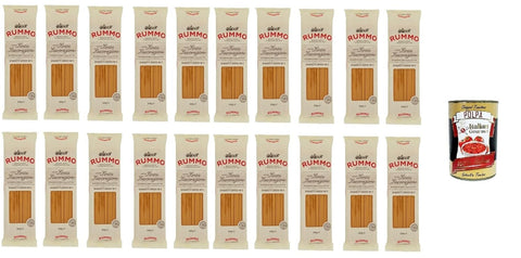 Rummo Spaghetti Grossi N. 5, 100% Italian, Pâtes Lenta Liveanzionion Pâtes En Dum Blé De Blé De Bronze Dessin, 20x 500g + Italian Gourmet Polpa 400g