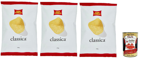 San Carlo Classica Lot De 3 Chips De Pommes De Terre Salées 190 G + Polpa Italian Gourmet 400 G