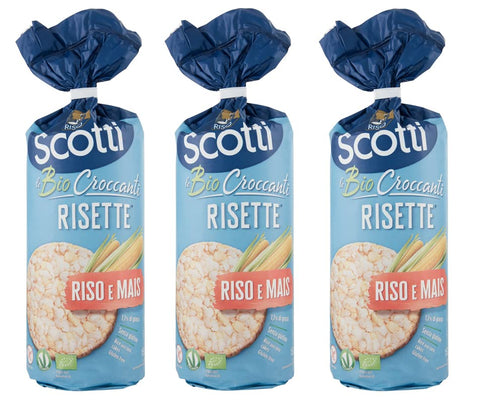 3x Riso Scotti Le Bio Croccanti Risette Riso E Maïs Croustillant Sans Gluten 150 G De Riz Et De Maïs