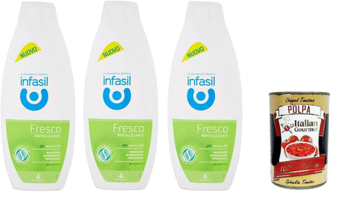 Infasil Lot De 3 Bains De Douche Frais Revitalisants, Testés Cliniquement Et Doux Pour La Peau, 3 X 500 Ml + Italian Gourmet Polpa 400