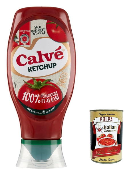 Calvé Ketchup Lot De 3 Boîtes De Ketchup 100 % Tomates D'origine Italienne, Sans Gluten, Sans Conservateurs Ni Colorants, 430 Ml + Polpa Italian Gourmet 400 G