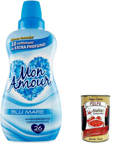 Felce Azzurra Mon Amour Blu Mare Ammorbidente Concentrato Lot De 6 Adoucissants Concentrés, 26 Lavages, 650 Ml + Italian Gourmet Polpa 400