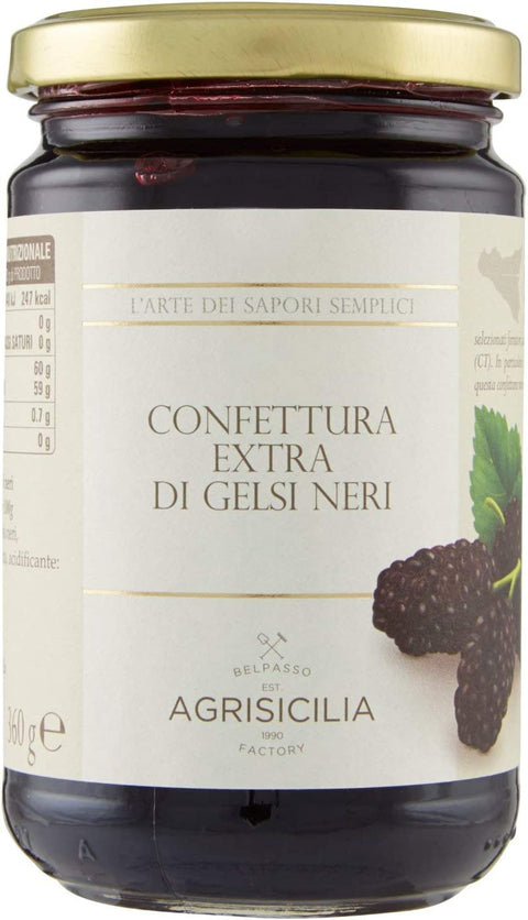 Agrisicilia Confettura Extra Di Gelsi Neri Confiture Supplémentaire De Mulberries Noires - 6 X 360 G