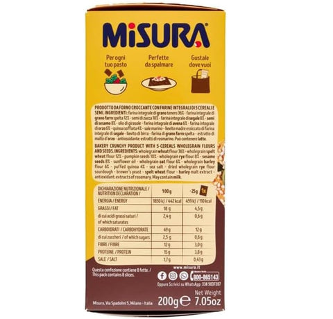 10x Misura Multicereali cracker croccanti ai 5 cereali con semi di zucca, sesamo e quinoa Craquelins croustillants aux 5 céréales avec graines de citrouille, graines de sé 200gr