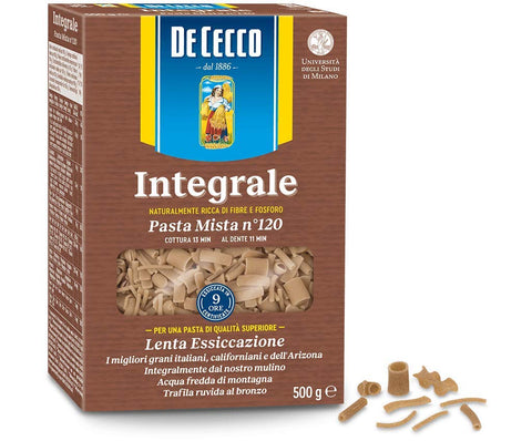 De Cecco 5 X Pâte Mista Integrali Italian Whole Wheat (Integrale) Mixed Pâte No. 120 500 G