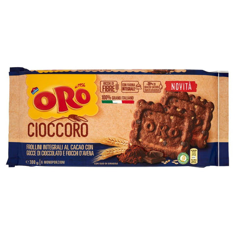 3 X Oro Saiwa Cruscoro Frollino Integrale Al Cacao Con Gocce Di Cioccolato Biscuits À Grains Entiers Avec Cacao Et Pépites De Chocolat Biscuits