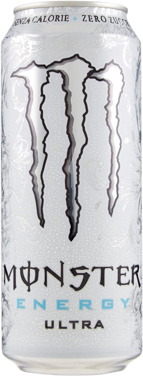 Lot De 48 Boissons Énergisantes Monster Energy Ultra Zero Calorie Sans Sucre Zéro Calories Goût Léger, Pas Trop Sucré, Pétillant Et Citronné 500 Ml Boisson Rafraîchissante Boisson De Sport