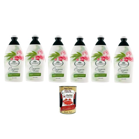 L'angelica Officinalis Bagnodoccia Con Estratto Di Canapa E Rose 450 Ml Gel Douche Aux Extraits De Chanvre Et De Rose 6 X 450 Ml + Polpa Italian Gourmet 400 G