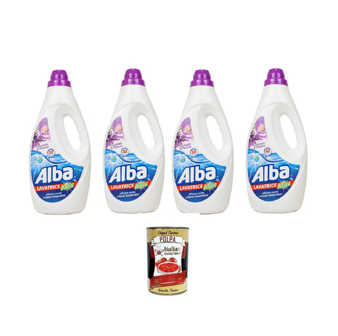 Alba Lavatrice Active Lavanda E Peonia Lessive Liquide 33 Lavages 4 X 1850 Ml + Italian Gourmet Polpa 400 G