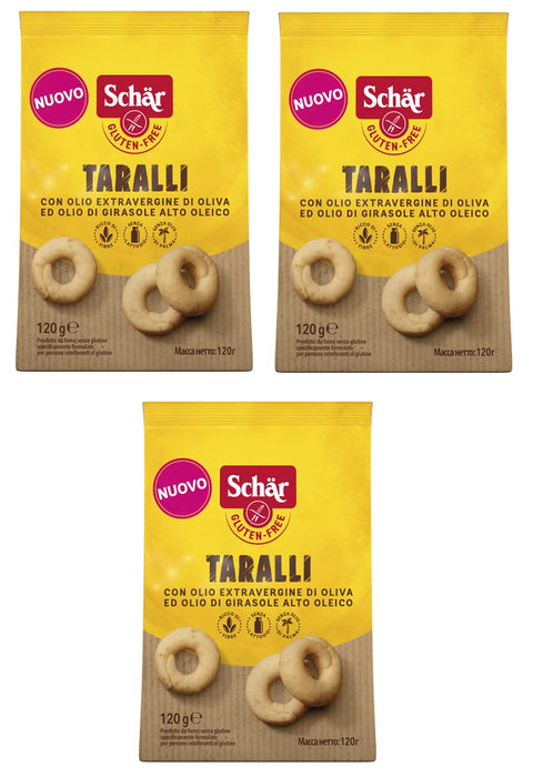 Lot De 3 Taralli Sans Gluten Avec Huile D'olive Extra Vierge Et Huile De Tournesol Collation Salée Sans Gluten 120 G
