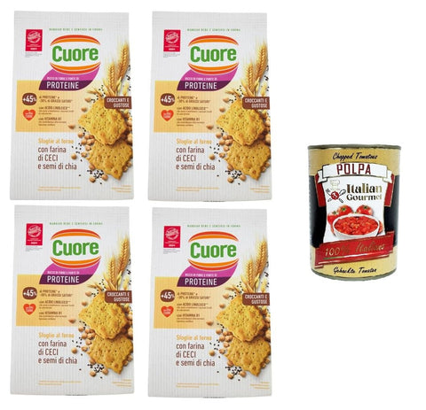 Cuore Sfoglie Al Forno Con Farina Di Ceci E Semi Di Chia Pâte Feuilletée Au Four Avec Farine De Pois Chiches Et Graines De Chia 4 X 170 G + Italian Gourmet Polpa 400 G