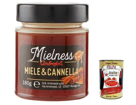 Ambrosoli Mielnsess Miele E Cannella Lot De 3 Miels De Fleurs Avec Extrait De Cannelle 180 G + Polpa Italien Gourmet 400 G