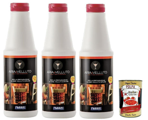 Fabbri Aria E Velluto, Sans Gluten, Préparé Sous Forme Liquide Pour La Fabrication De Velvets Et D'air 3 X 800 G + Italian Gourmet Polpa 400 G